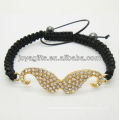 Novo ano presente pulseira Shamballa Black fio liga barba diamante tecido pulseira